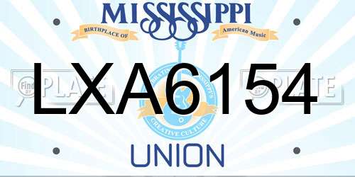 LXA6154 Mississippi License Plate
