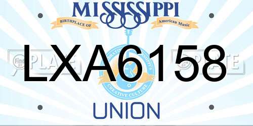 LXA6158 Mississippi License Plate