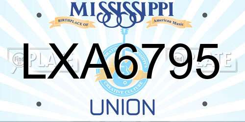 LXA6795 Mississippi License Plate