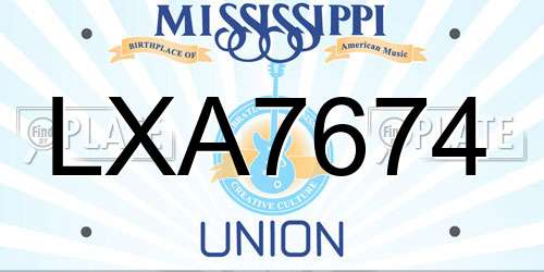 LXA7674 Mississippi License Plate