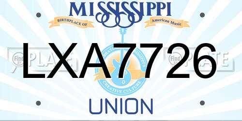 LXA7726 Mississippi License Plate