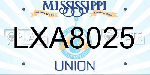 LXA8025 Mississippi License Plate