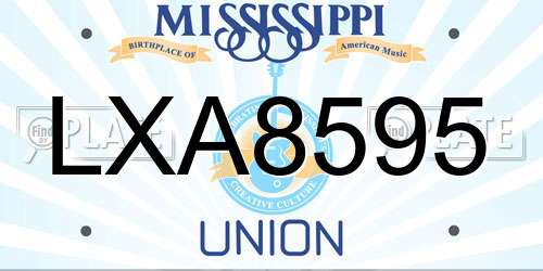 LXA8595 Mississippi License Plate