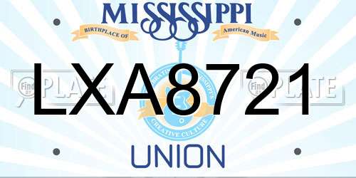 LXA8721 Mississippi License Plate