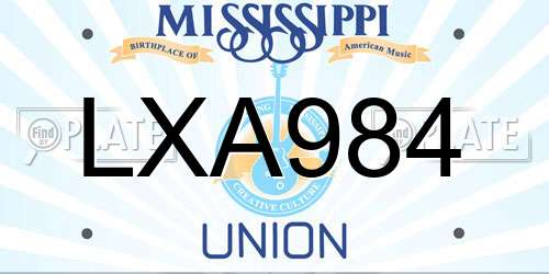LXA984 Mississippi License Plate