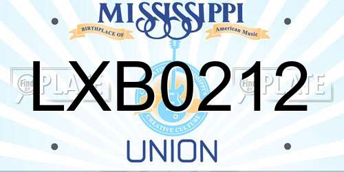 LXB0212 Mississippi License Plate