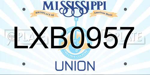 LXB0957 Mississippi License Plate