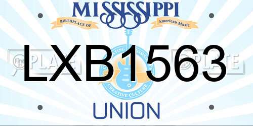 LXB1563 Mississippi License Plate