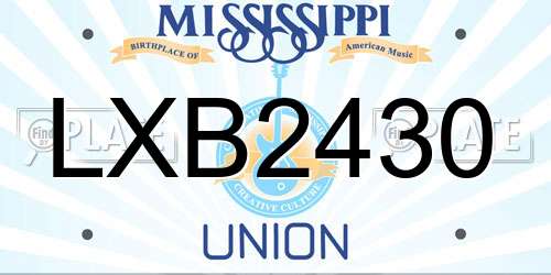 LXB2430 Mississippi License Plate