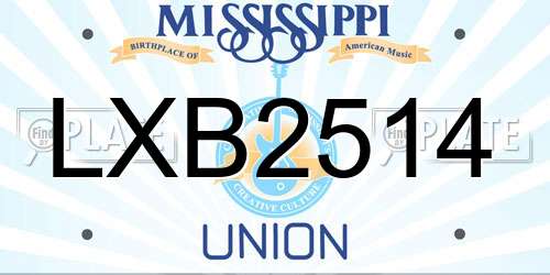LXB2514 Mississippi License Plate
