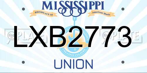LXB2773 Mississippi License Plate