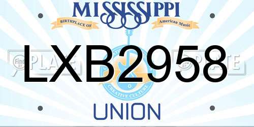 LXB2958 Mississippi License Plate