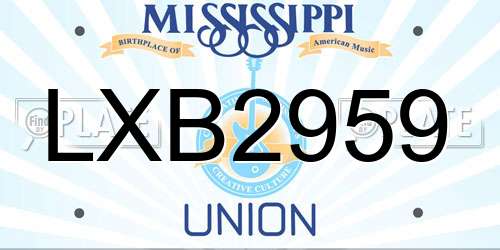 LXB2959 Mississippi License Plate