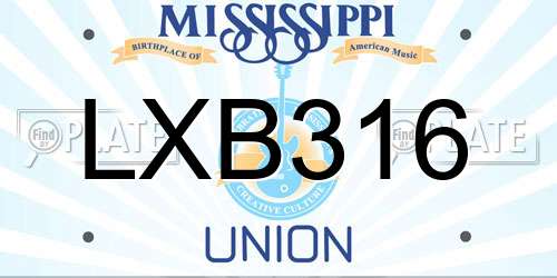 LXB316 Mississippi License Plate