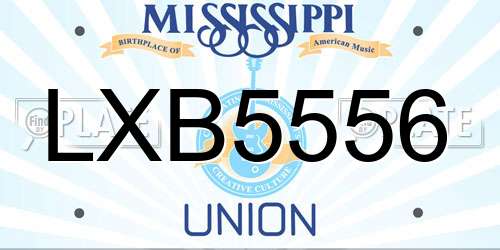 LXB5556 Mississippi License Plate
