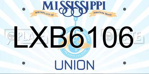 LXB6106 Mississippi License Plate