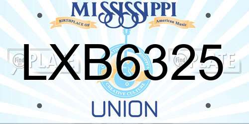 LXB6325 Mississippi License Plate
