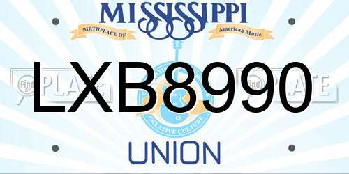 LXB8990 Mississippi License Plate