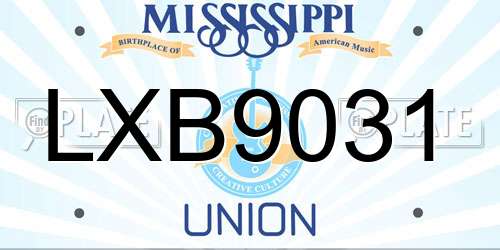 LXB9031 Mississippi License Plate