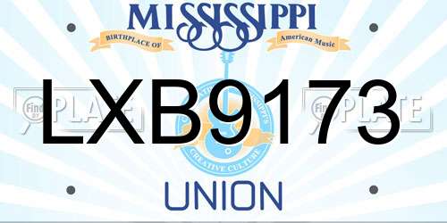 LXB9173 Mississippi License Plate