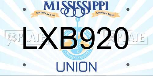 LXB920 Mississippi License Plate
