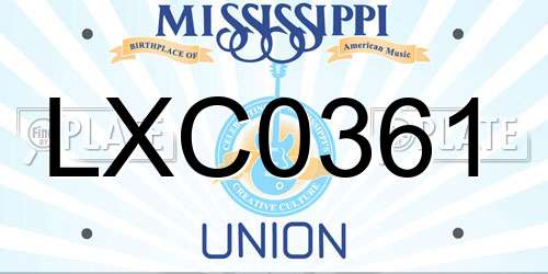LXC0361 Mississippi License Plate