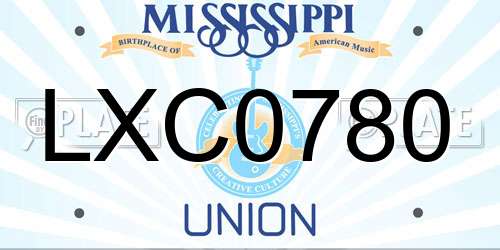 LXC0780 Mississippi License Plate