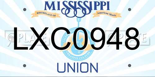 LXC0948 Mississippi License Plate
