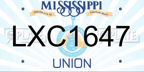 LXC1647 Mississippi License Plate