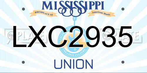 LXC2935 Mississippi License Plate