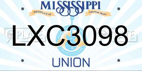 LXC3098 Mississippi License Plate