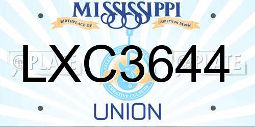 LXC3644 Mississippi License Plate