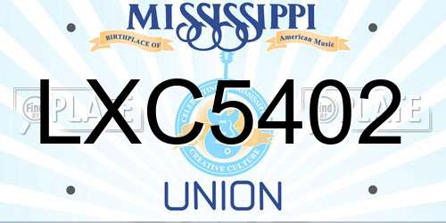 LXC5402 Mississippi License Plate