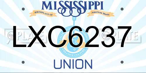 LXC6237 Mississippi License Plate