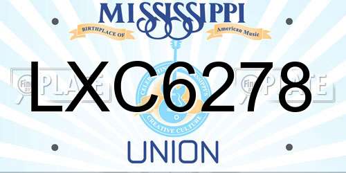 LXC6278 Mississippi License Plate