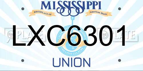 LXC6301 Mississippi License Plate