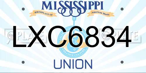 LXC6834 Mississippi License Plate