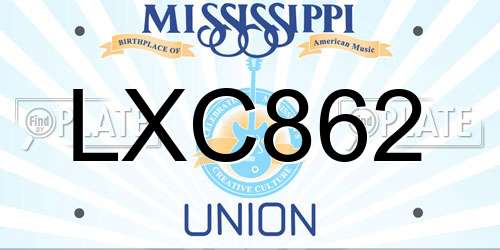 LXC862 Mississippi License Plate