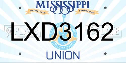LXD3162 Mississippi License Plate