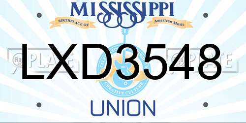 LXD3548 Mississippi License Plate