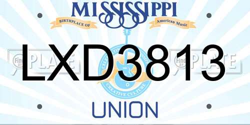 LXD3813 Mississippi License Plate