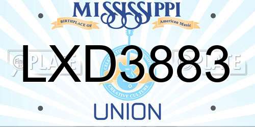 LXD3883 Mississippi License Plate