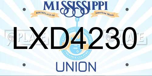 LXD4230 Mississippi License Plate
