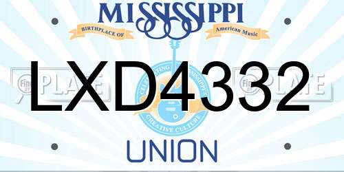 LXD4332 Mississippi License Plate