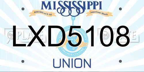 LXD5108 Mississippi License Plate