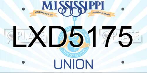 LXD5175 Mississippi License Plate