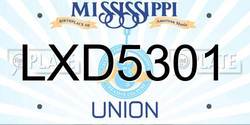 LXD5301 Mississippi License Plate