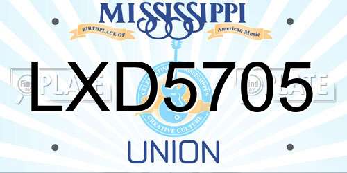 LXD5705 Mississippi License Plate