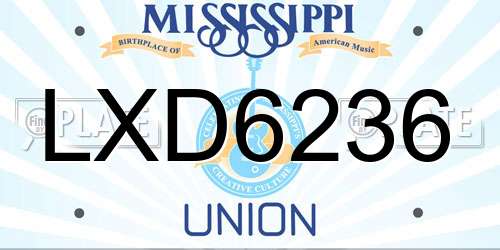 LXD6236 Mississippi License Plate