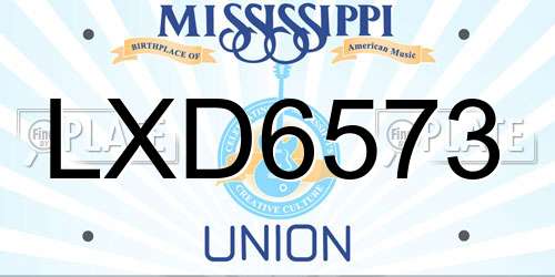 LXD6573 Mississippi License Plate